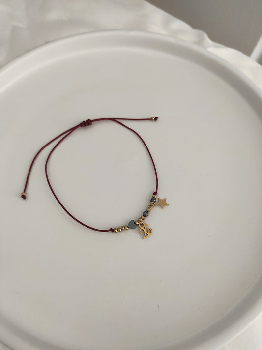Little lucky star '26 bracelet (burgundy)